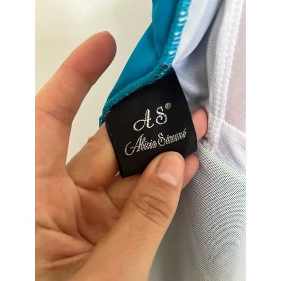 Alicia Simone Women's One Piece Swim Suit Bathing Suit Blue Modest size 16 - Picture 7 of 9